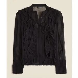 J. Crew Ruffle Front Sheer Cupro Top Size 8 NWT